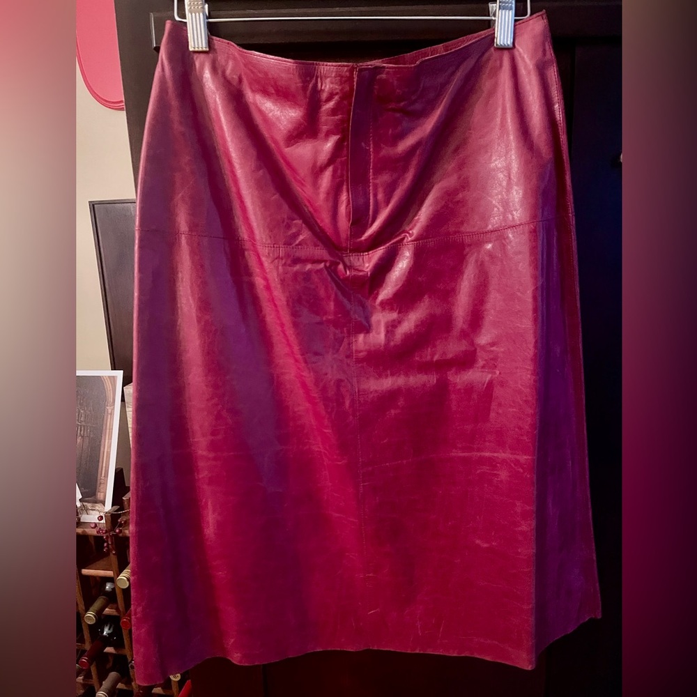 Banana Republic Raspberry Red Leather Skirt